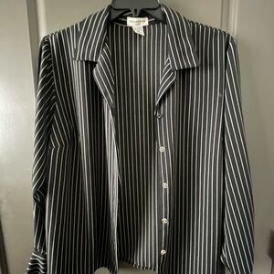 Vintage Black and White Striped Button-Up Shirt